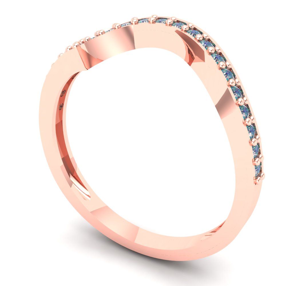 0.165 cttw Blue Moissanite Round Cut Rose Gold Eternity Wedding Band