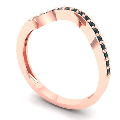 0.165 cttw Natural London Blue Topaz Round Cut Rose Gold Eternity Wedding Band