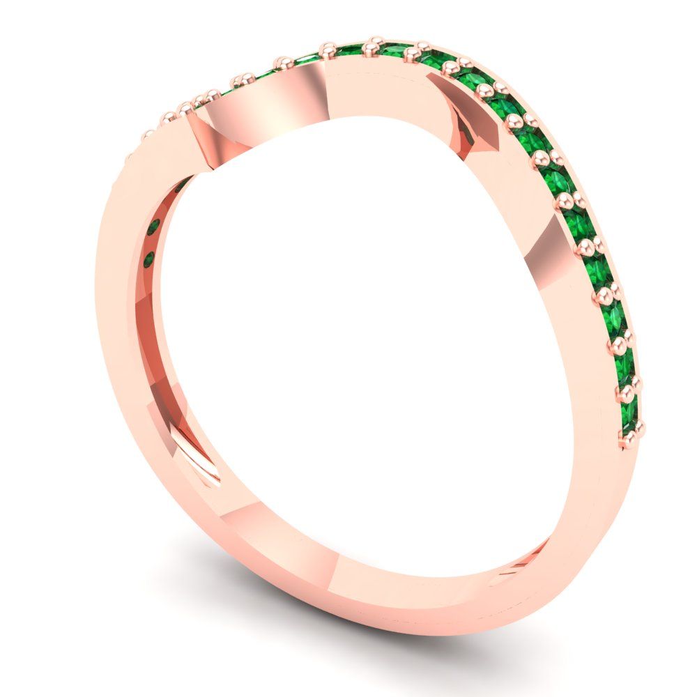 0.165 cttw Simulated Emerald Round Cut Rose Gold Eternity Wedding Band