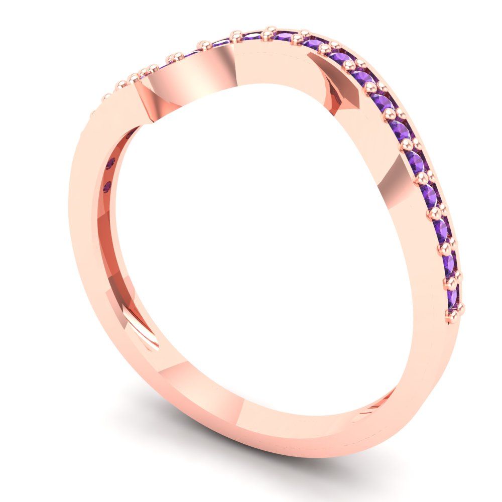 0.165 cttw Natural Amethyst Round Cut Rose Gold Eternity Wedding Band