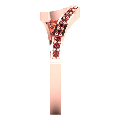 0.165 cttw Natural Garnet Round Cut Rose Gold Eternity Wedding Band