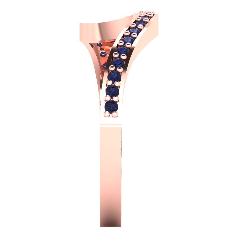 0.165 cttw Simulated Blue Sapphire Round Cut Rose Gold Eternity Wedding Band
