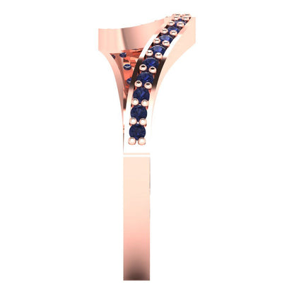 0.165 cttw Simulated Blue Sapphire Round Cut Rose Gold Eternity Wedding Band