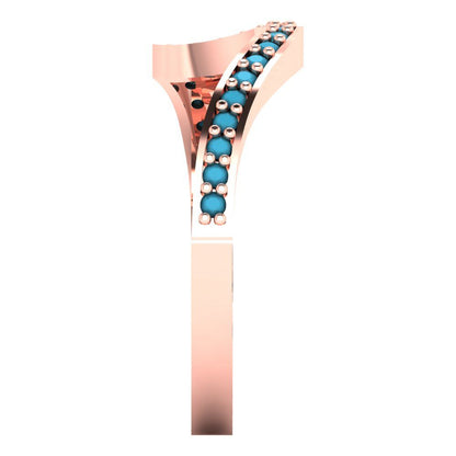 0.165 cttw Simulated Turquoise Round Cut Rose Gold Eternity Wedding Band