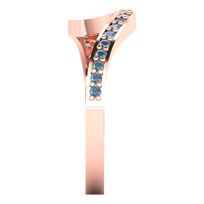 0.165 cttw Blue Moissanite Round Cut Rose Gold Eternity Wedding Band