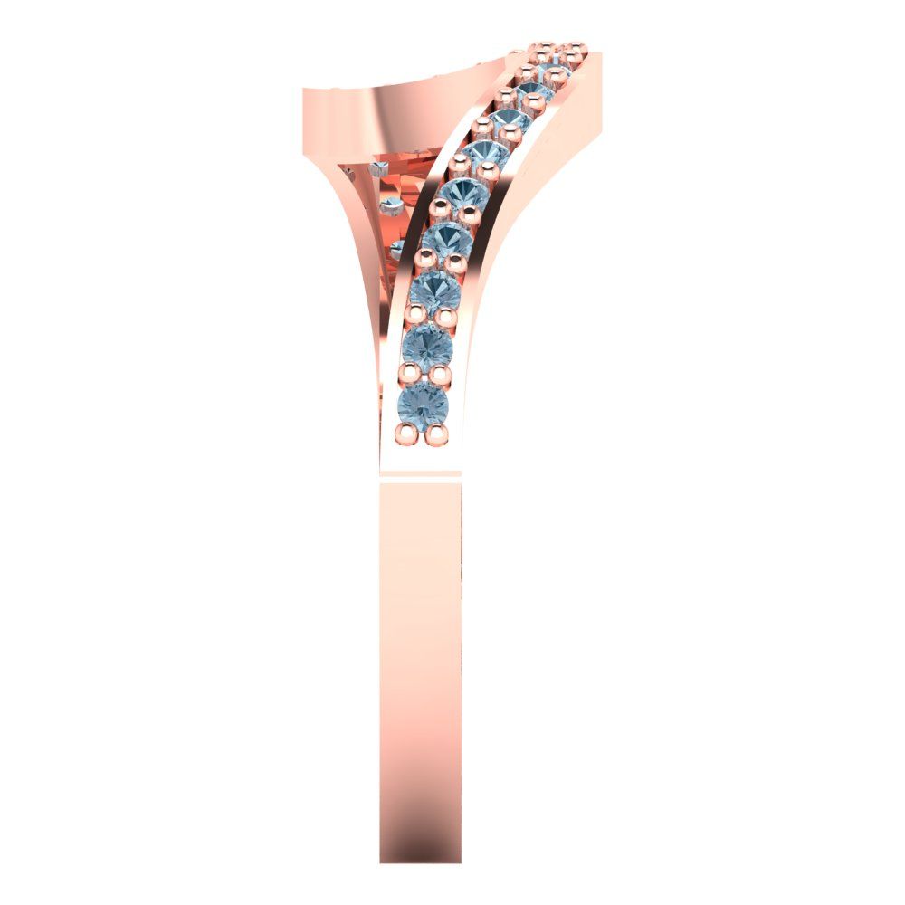 0.165 cttw Natural Aquamarine Round Cut Rose Gold Eternity Wedding Band