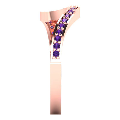 0.165 cttw Natural Amethyst Round Cut Rose Gold Eternity Wedding Band