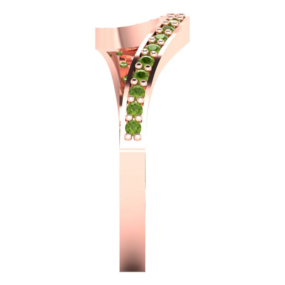 0.165 cttw Natural Peridot Round Cut Rose Gold Eternity Wedding Band