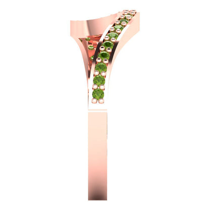 0.165 cttw Natural Peridot Round Cut Rose Gold Eternity Wedding Band