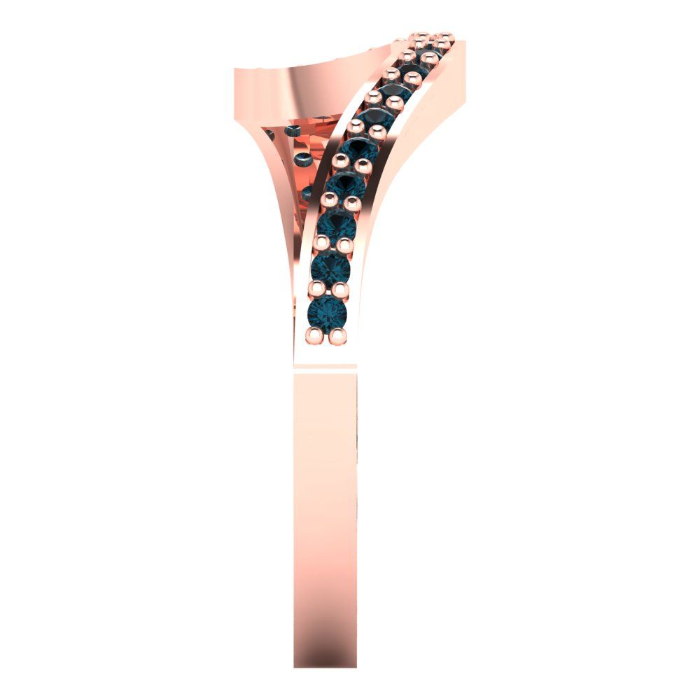 0.165 cttw Natural London Blue Topaz Round Cut Rose Gold Eternity Wedding Band