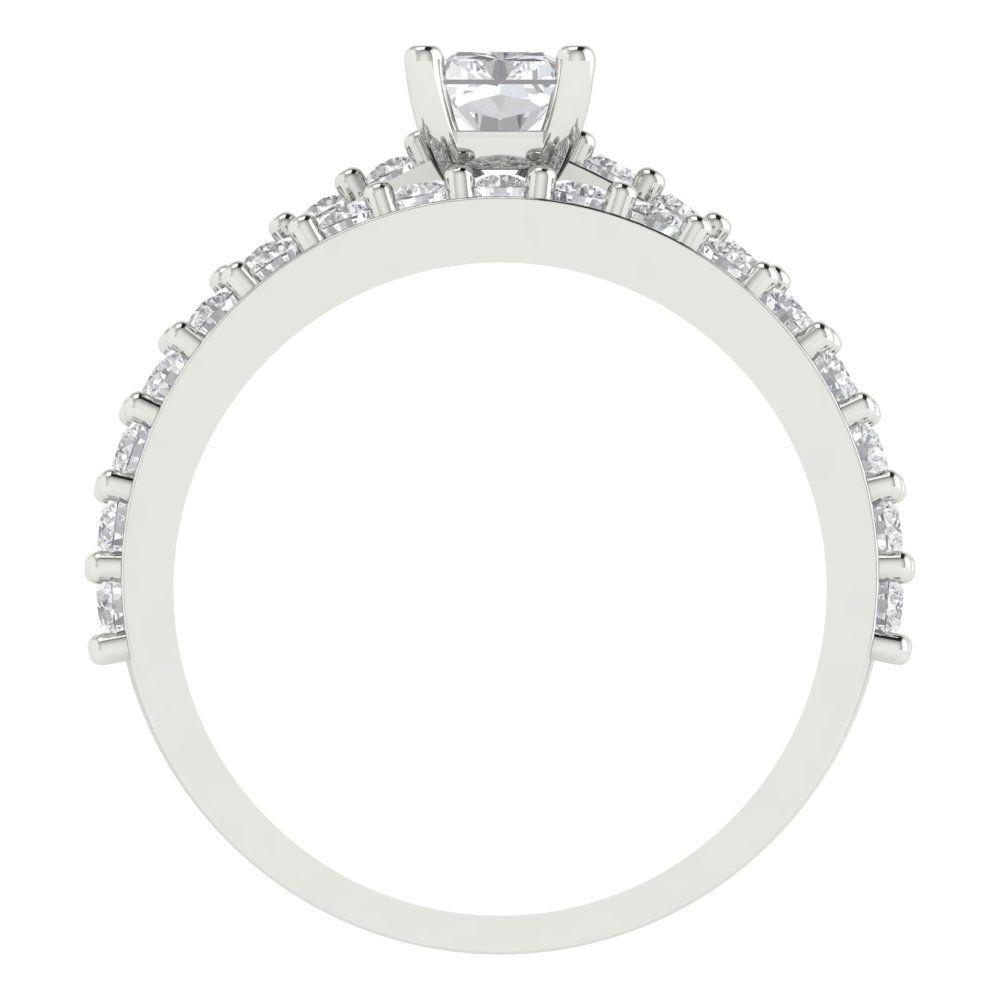 1.325 cttw Emerald Cut Moissanite Bridal Set - Solid White Gold Engagement Ring & Wedding Band