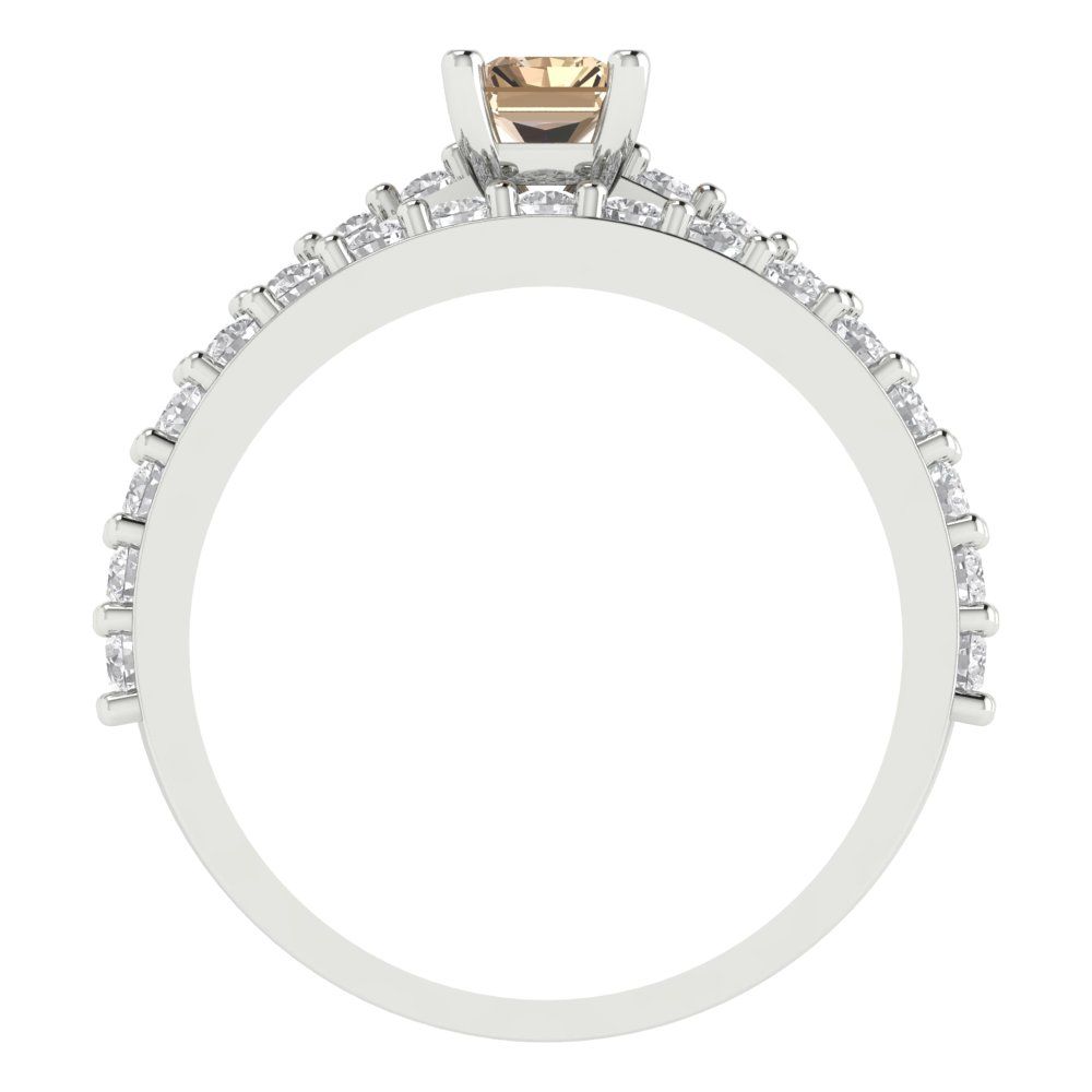 1.325 cttw Emerald Cut Yellow Moissanite Bridal Set - Solid White Gold Engagement Ring & Wedding Band