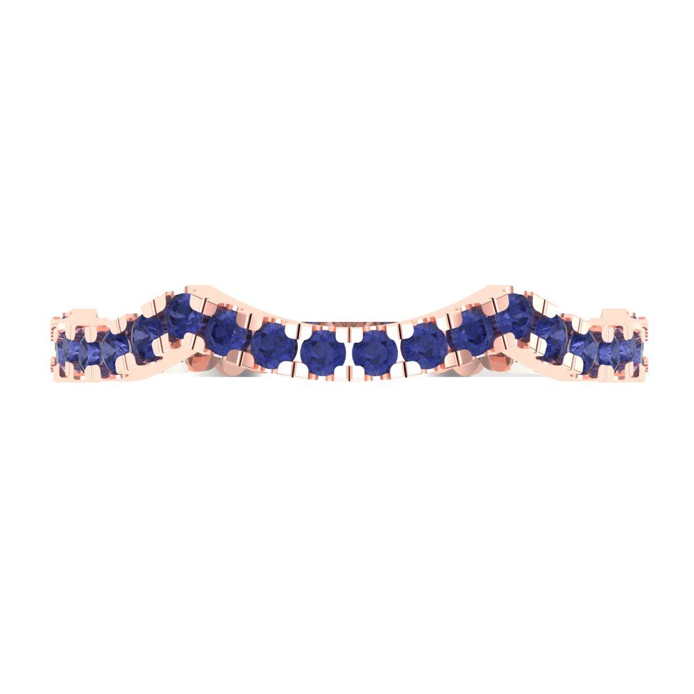 0.36 cttw Simulated Tanzanite Round Cut White/Rose Gold Eternity Wedding Band