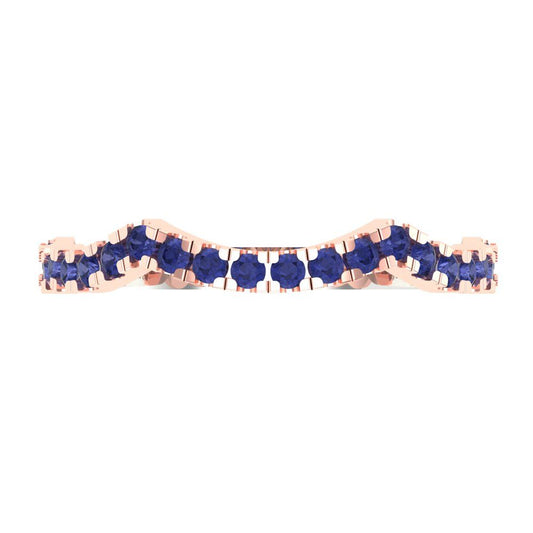 0.36 cttw Simulated Tanzanite Round Cut White/Rose Gold Eternity Wedding Band