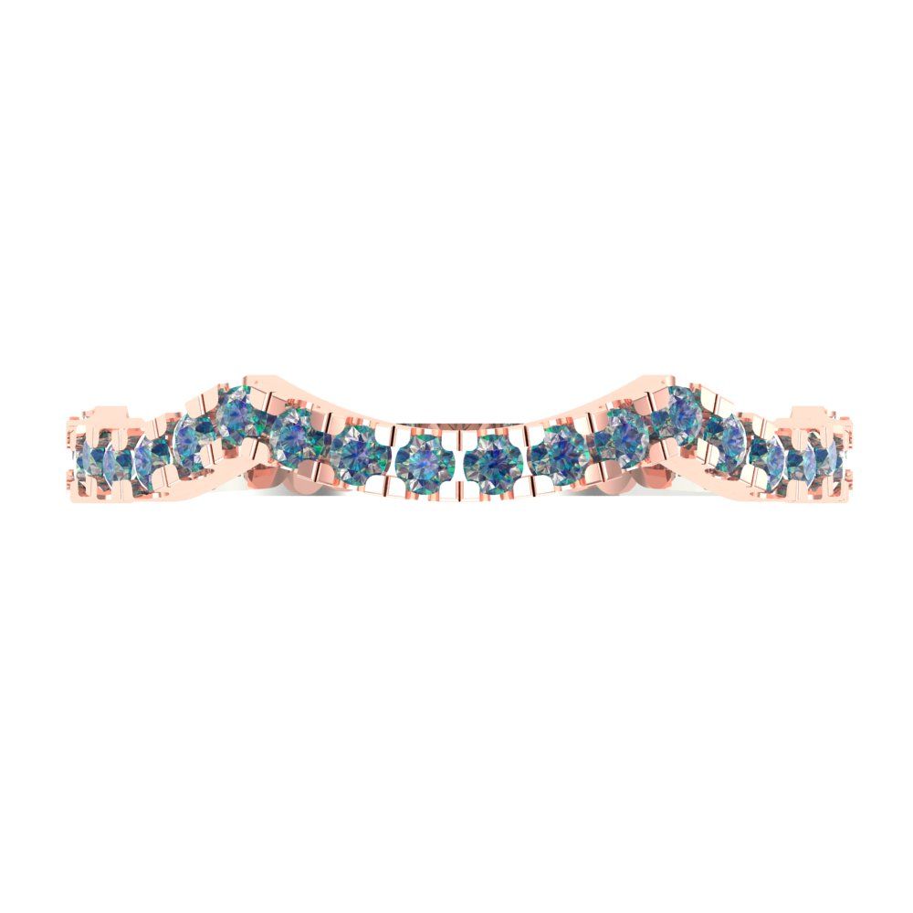 0.36 cttw Blue Moissanite Round Cut White/Rose Gold Eternity Wedding Band
