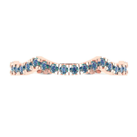 0.36 cttw Blue Moissanite Round Cut White/Rose Gold Eternity Wedding Band