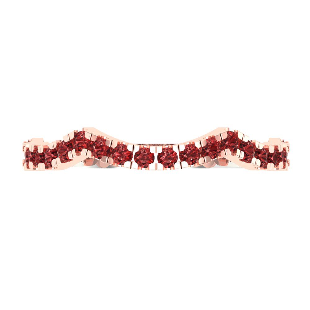 0.36 cttw Natural Garnet Round Cut White/Rose Gold Eternity Wedding Band