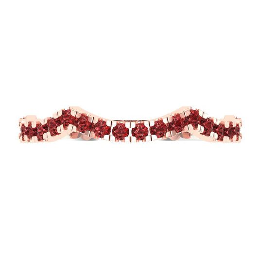 0.36 cttw Natural Garnet Round Cut White/Rose Gold Eternity Wedding Band