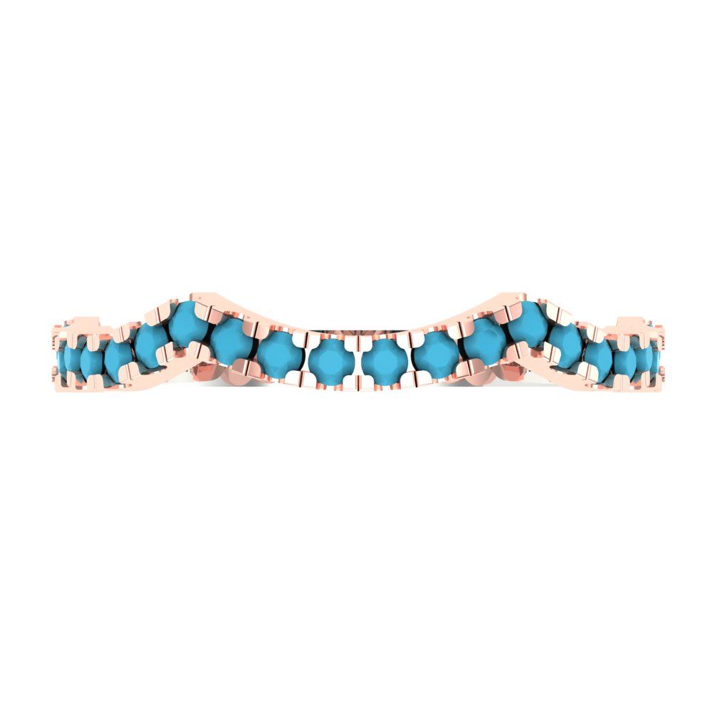 0.36 cttw Simulated Turquoise Round Cut White/Rose Gold Eternity Wedding Band