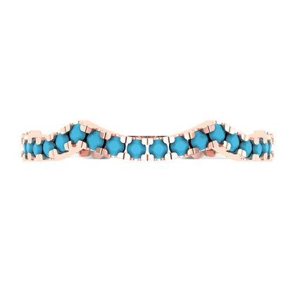 0.36 cttw Simulated Turquoise Round Cut White/Rose Gold Eternity Wedding Band