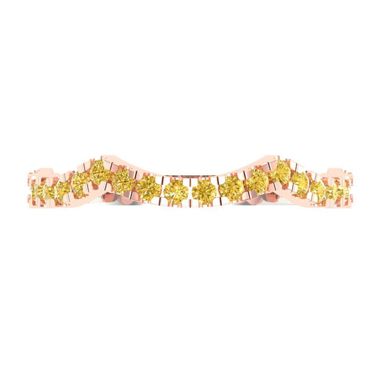 0.36 cttw Simulated Yellow Diamond Round Cut White/Rose Gold Eternity Wedding Band
