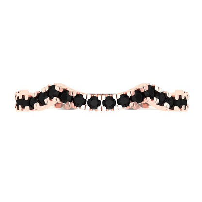 0.36 cttw Natural Onyx Round Cut White/Rose Gold Eternity Wedding Band