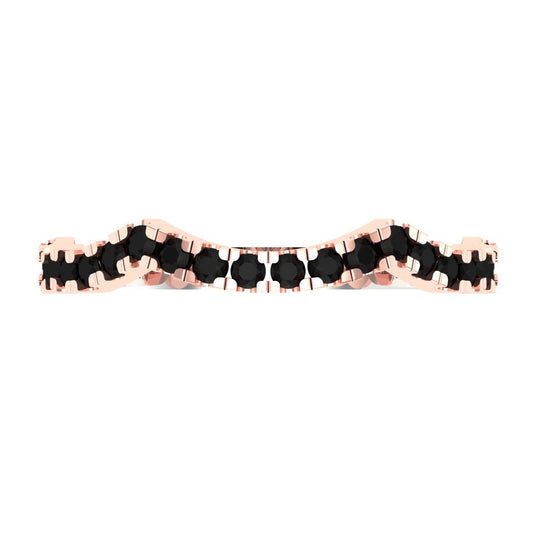0.36 cttw Natural Onyx Round Cut White/Rose Gold Eternity Wedding Band