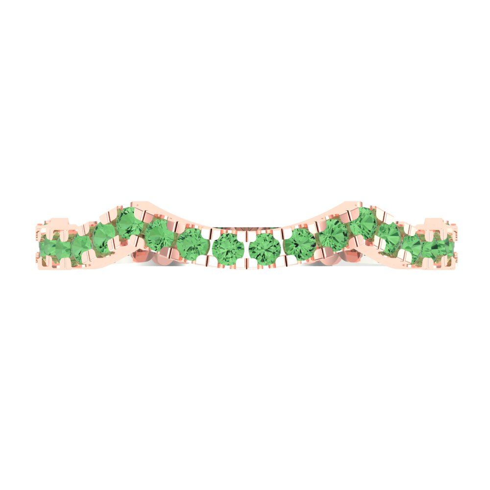 0.36 cttw Simulated Green Diamond Round Cut White/Rose Gold Eternity Wedding Band
