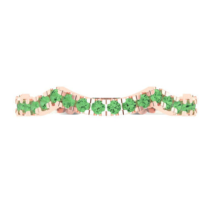 0.36 cttw Simulated Green Diamond Round Cut White/Rose Gold Eternity Wedding Band