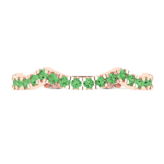 0.36 cttw Simulated Green Diamond Round Cut White/Rose Gold Eternity Wedding Band