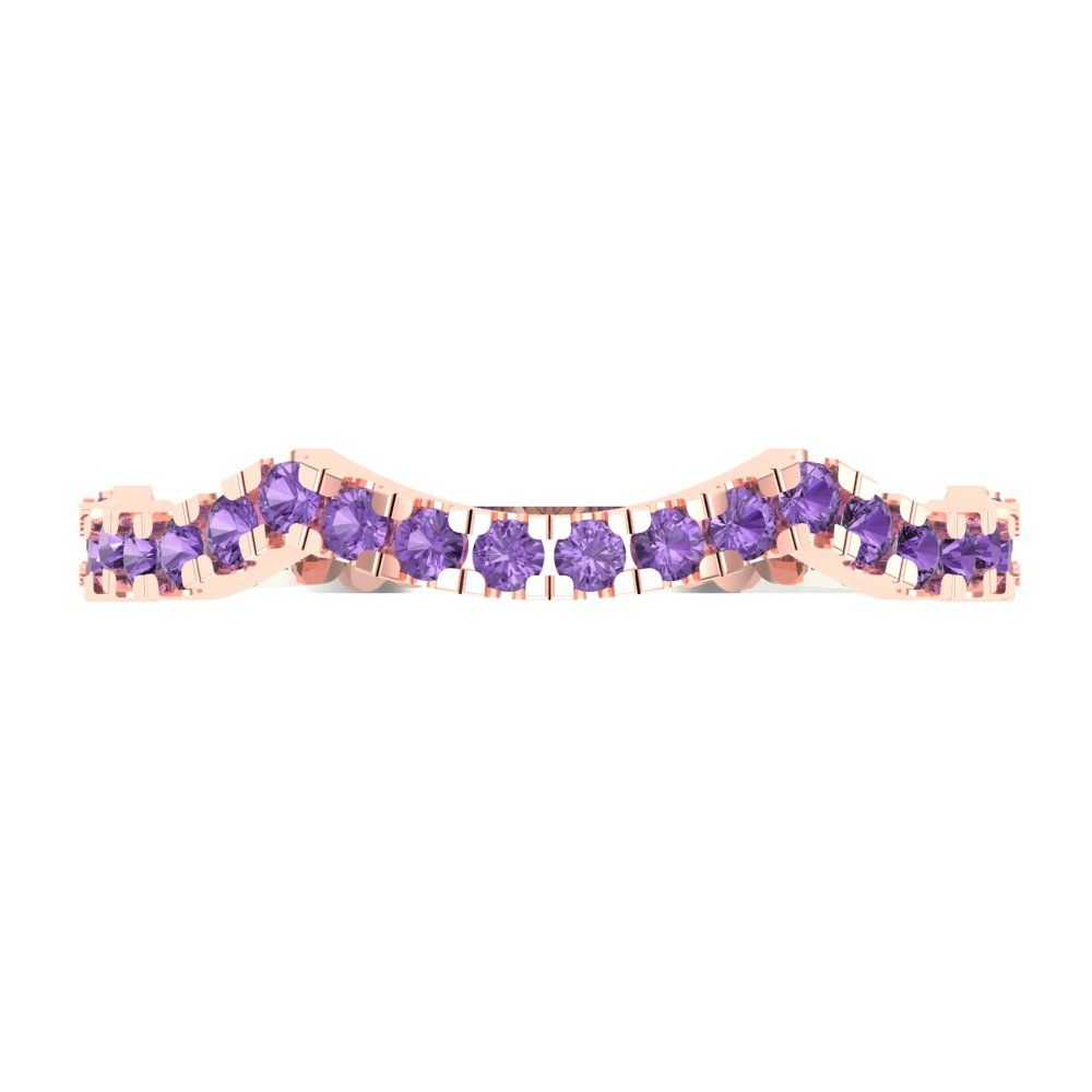 0.36 cttw Simulated Alexandrite Round Cut White/Rose Gold Eternity Wedding Band