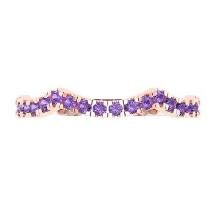 0.36 cttw Simulated Alexandrite Round Cut White/Rose Gold Eternity Wedding Band