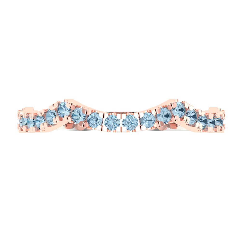 0.36 cttw Simulated Blue Diamond Round Cut White/Rose Gold Eternity Wedding Band