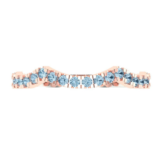 0.36 cttw Simulated Blue Diamond Round Cut White/Rose Gold Eternity Wedding Band