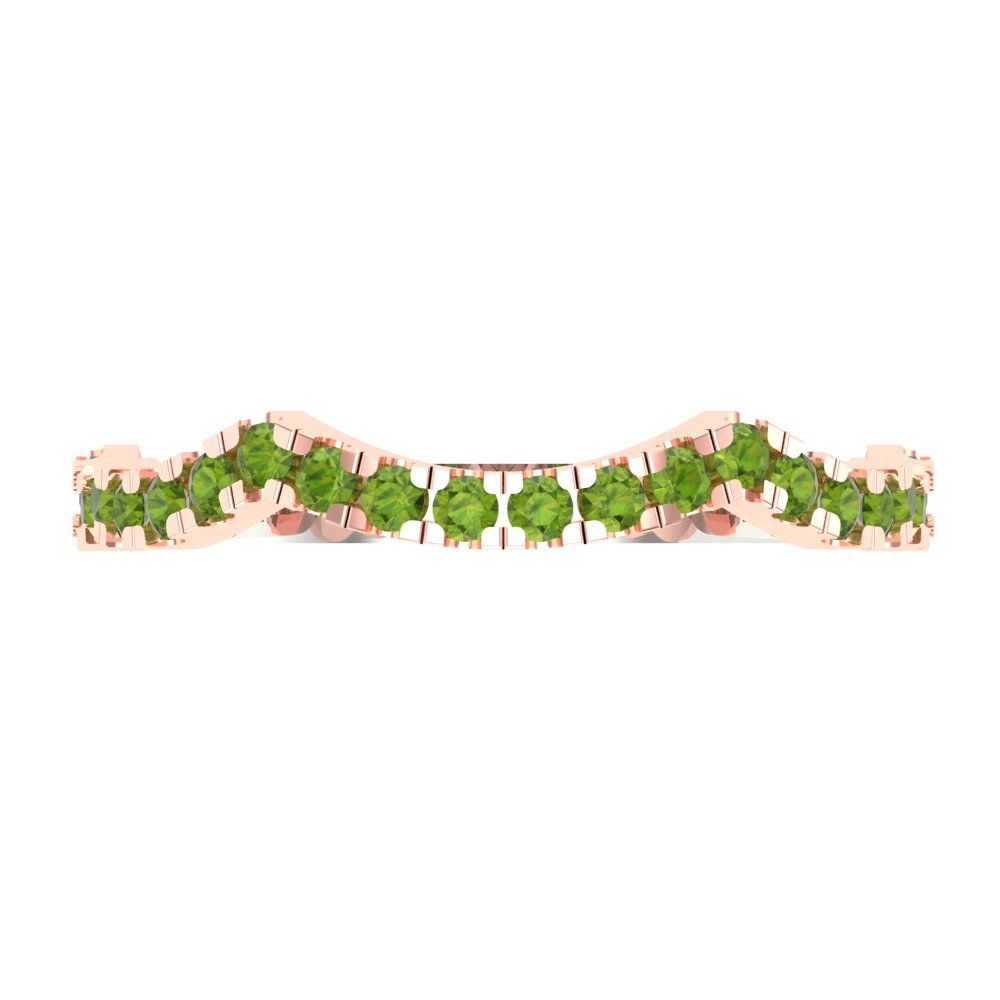 0.36 cttw Natural Peridot Round Cut White/Rose Gold Eternity Wedding Band