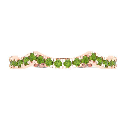 0.36 cttw Natural Peridot Round Cut White/Rose Gold Eternity Wedding Band