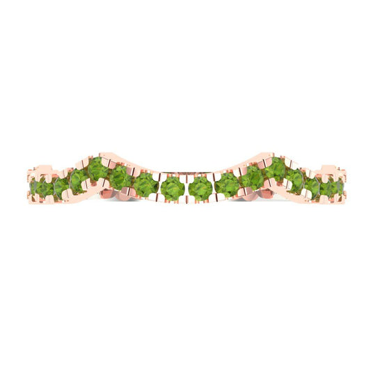 0.36 cttw Natural Peridot Round Cut White/Rose Gold Eternity Wedding Band
