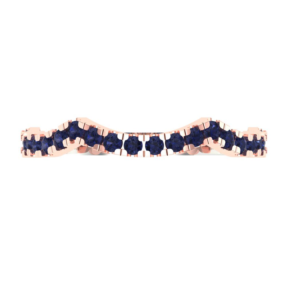 0.36 cttw Simulated Blue Sapphire Round Cut White/Rose Gold Eternity Wedding Band