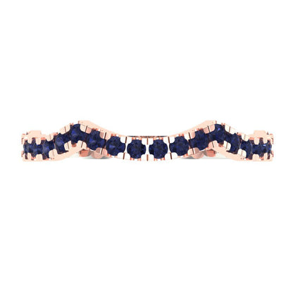 0.36 cttw Simulated Blue Sapphire Round Cut White/Rose Gold Eternity Wedding Band