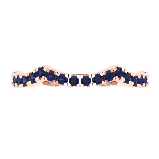 0.36 cttw Simulated Blue Sapphire Round Cut White/Rose Gold Eternity Wedding Band
