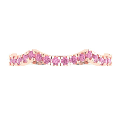 0.36 cttw Simulated Pink Diamond Round Cut White/Rose Gold Eternity Wedding Band
