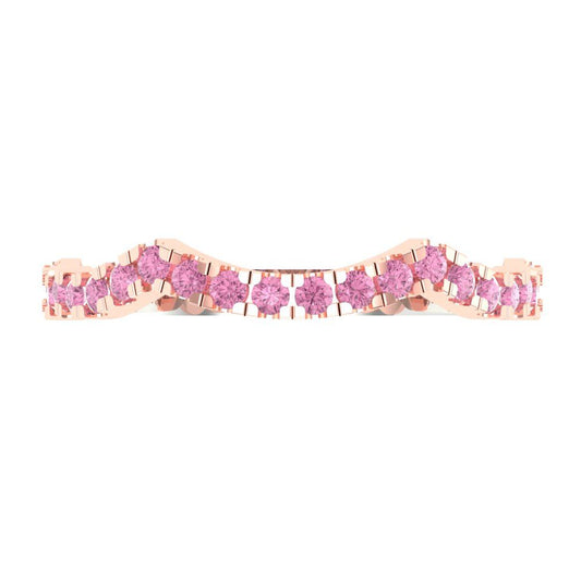 0.36 cttw Simulated Pink Diamond Round Cut White/Rose Gold Eternity Wedding Band