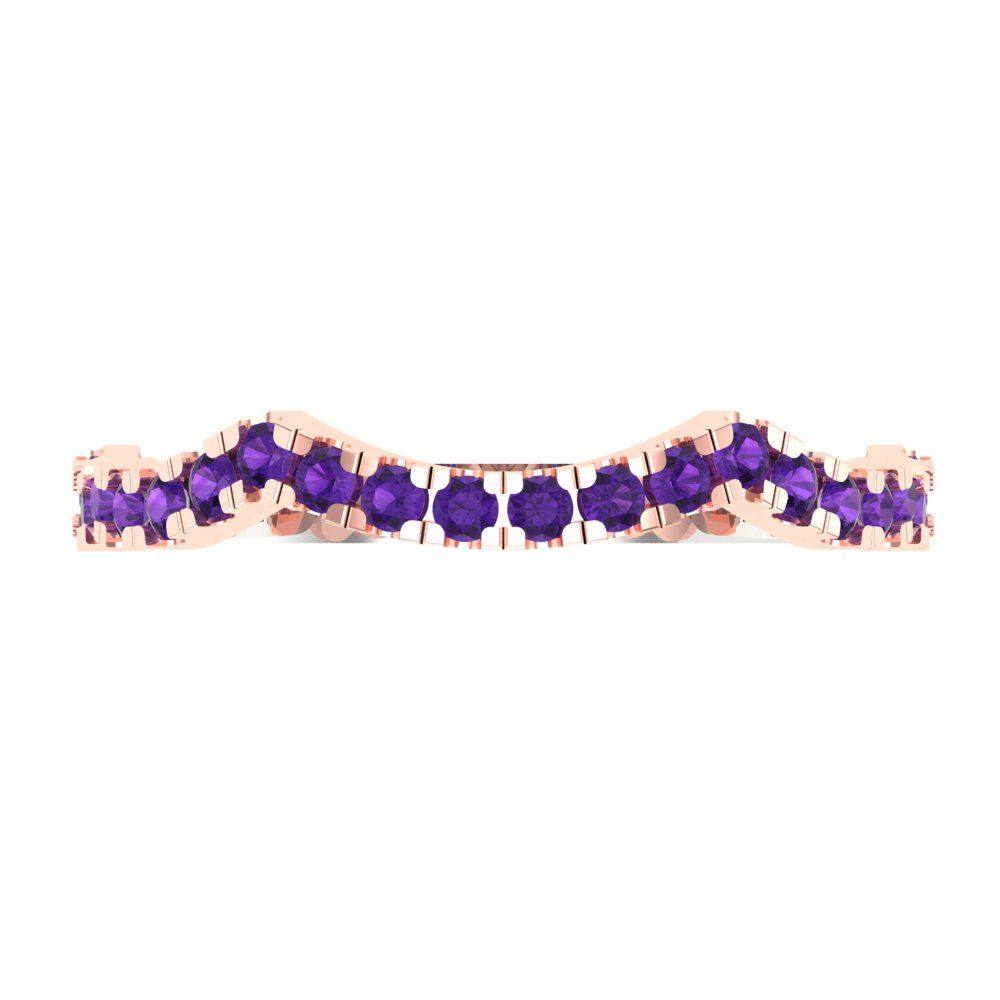 0.36 cttw Natural Amethyst Round Cut White/Rose Gold Eternity Wedding Band