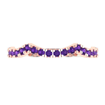0.36 cttw Natural Amethyst Round Cut White/Rose Gold Eternity Wedding Band