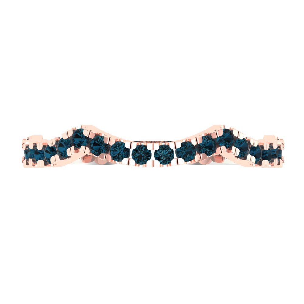 0.36 cttw Natural London Blue Topaz Round Cut White/Rose Gold Eternity Wedding Band