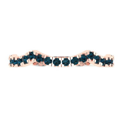 0.36 cttw Natural London Blue Topaz Round Cut White/Rose Gold Eternity Wedding Band
