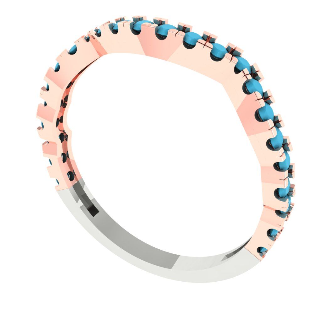 0.36 cttw Simulated Turquoise Round Cut White/Rose Gold Eternity Wedding Band