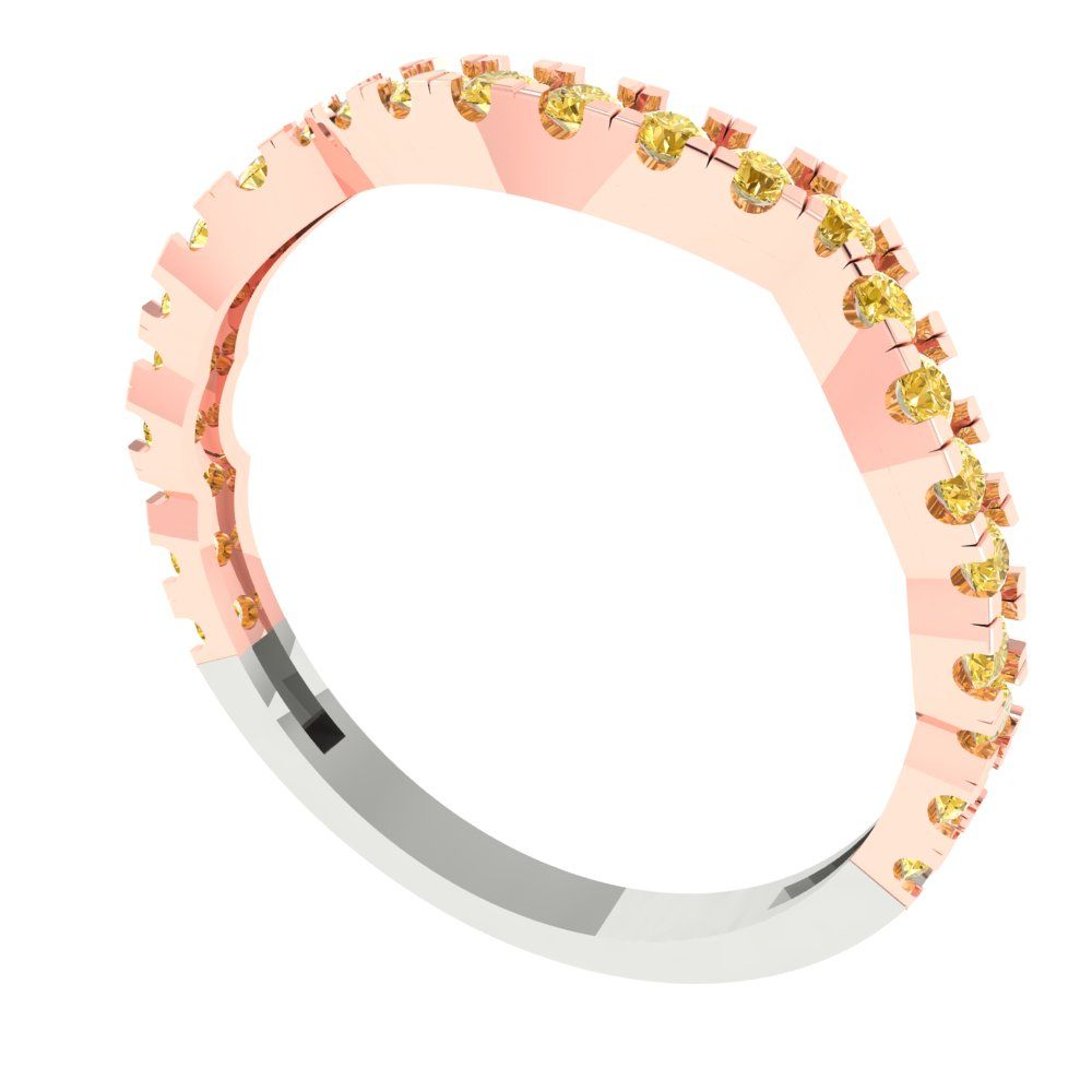 0.36 cttw Natural Citrine Round Cut White/Rose Gold Eternity Wedding Band