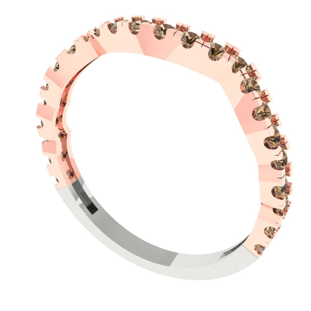 0.36 cttw Simulated Champagne Diamond Round Cut White/Rose Gold Eternity Wedding Band