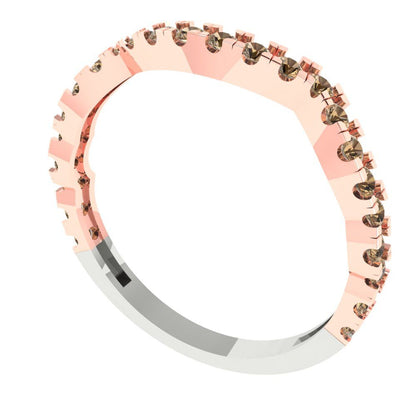 0.36 cttw Simulated Champagne Diamond Round Cut White/Rose Gold Eternity Wedding Band